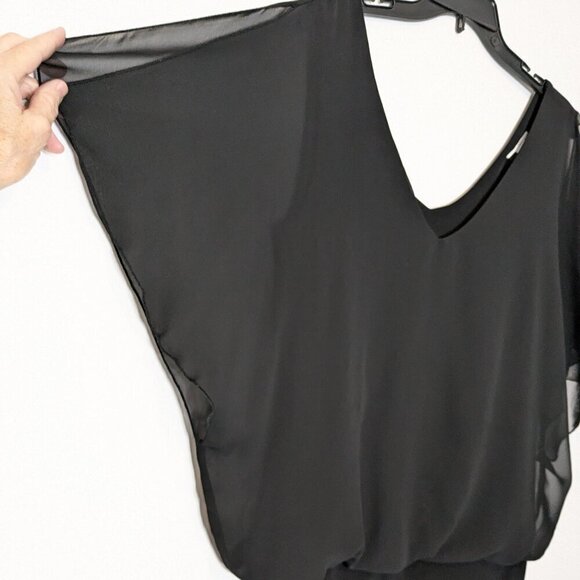 STUDIO 1940 Black 2 Piece Blouse Top; Tank w Chiffon Overlay; Size M - Picture 2 of 5